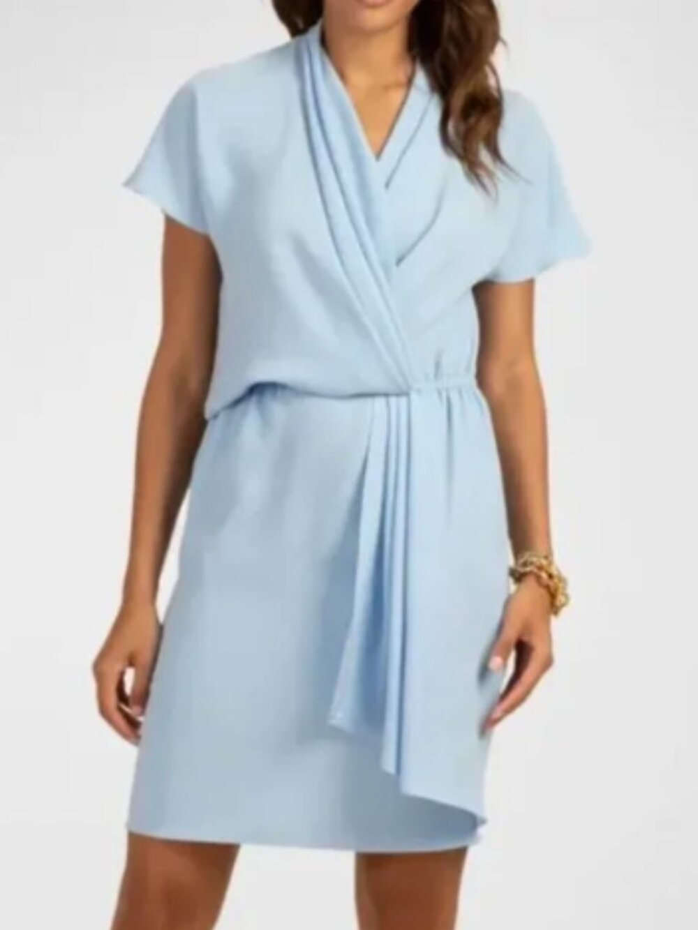 Trina Turk Light Blue Wrap Style Tie Waist Dress